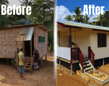 Old and new Yambaitok Health Centre shown side by side
