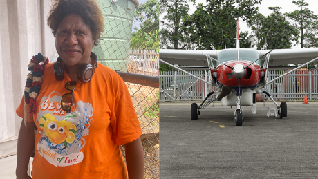 Ruth at Kiunga and MAF plane at Kiunga