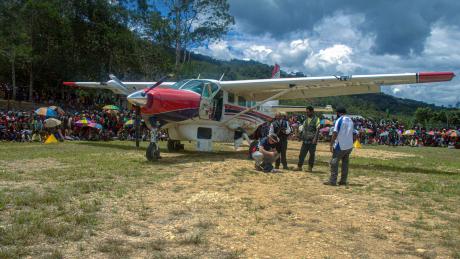 MAF C-208 plane lands at Auwi airstrip