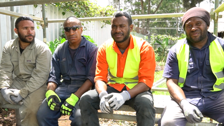 Graduates sitting before the interview with Sylvester, their mentor