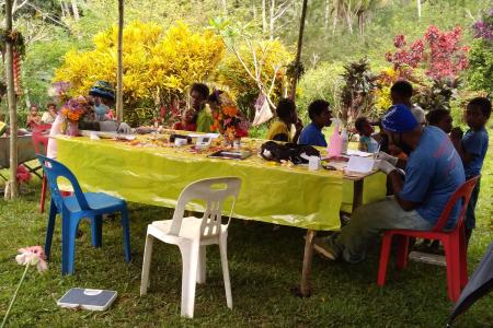 Morobe Clinic Patrol - outdoor setup for screening patients
