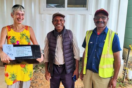 Dr Rosie Crowter and pastor and MAF staff Luke Dakminiok at Kiunga