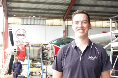 Matt Kaye in the hangar