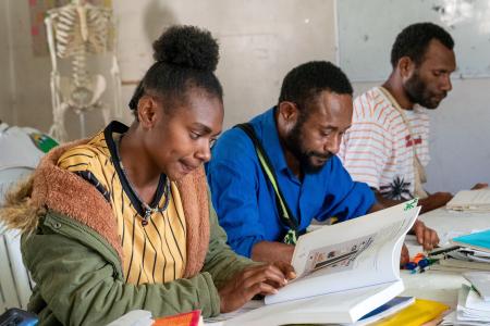 students in classroom at the Telefomin Community Health Worker Training School