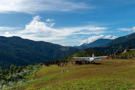 Dimanbil airstrip view from the top down the airstrip and valley