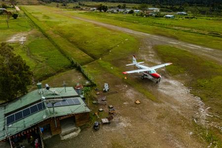 Arial shot of the MAF Telefomin base.