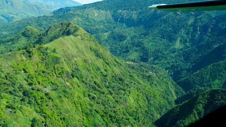 An aerial view of a village in PNG