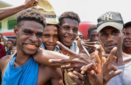 Happy people at Mui airstrip
