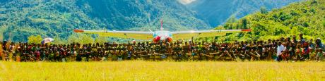 Happy crowd at Yalum airstrip