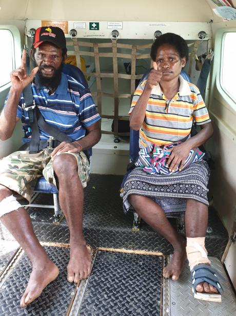Nepo and another patient in the aircraft after discharged from hospital