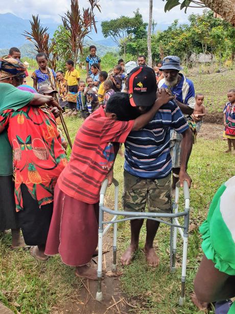 Nepo being welcomed with hugs and tears