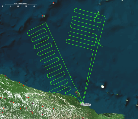 A GPS look at the MAF SAR flights flown in search of the missing boat.
