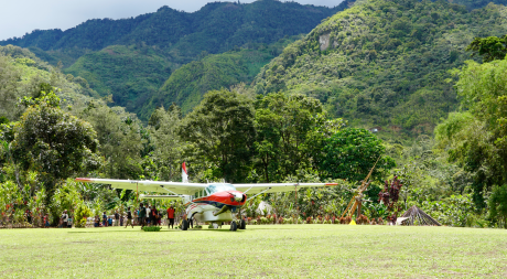 MAF plane at Rum airstrip after test landing
