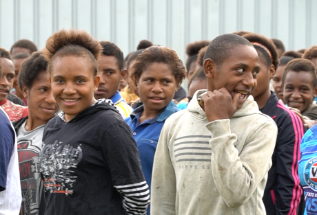 School children at morning assembly