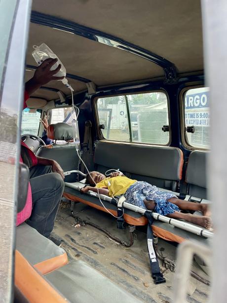 medevac patient in the ambulance