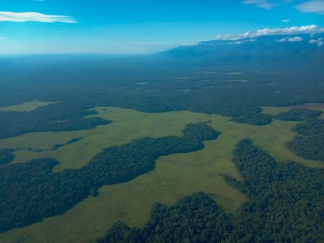An aerial view of a vast expanse of land in a remote area of Papua New Guinea.