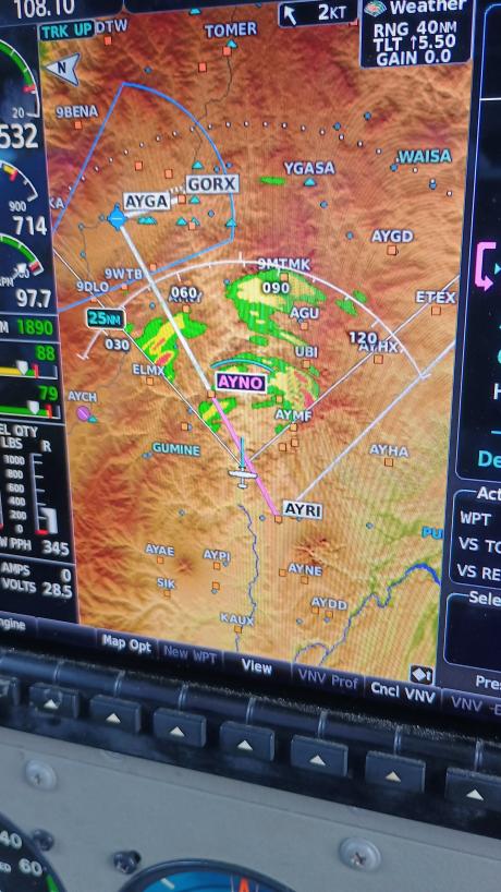 This is how the weather radar looks like in MAF's aircraft