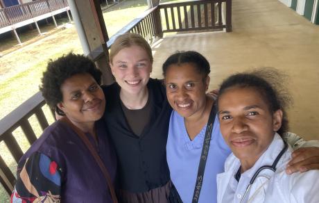 Selfie with Stephanie, Esther, Donia and Saillie - staff at Kompiam rural hospital