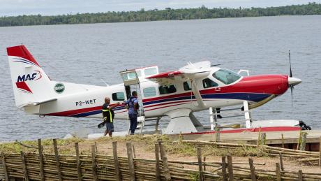 The MAF float plane at Boboa station