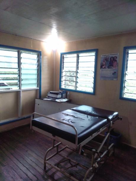 A delivery room at a remote health centre, lit by solar lights installed by MAF Technologies.