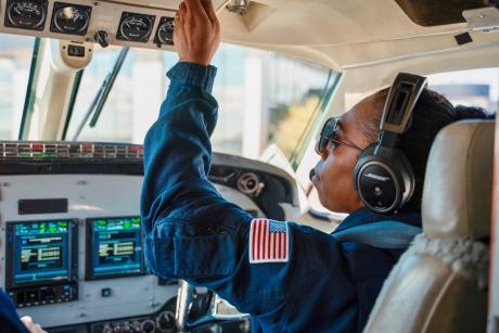 Esther Dii in the cockpit