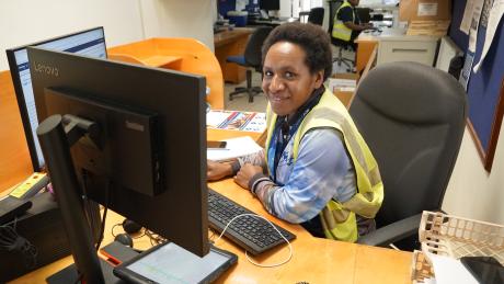 Dalinda Maxie, Flight Programmer at her desk